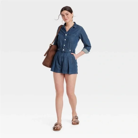 Women's Long Sleeve Denim Romper - Universal Thread Size 6 Brand New - Picture 3 of 8